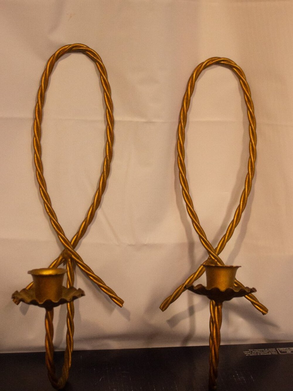 Vintage Gold Wall Sconces – Twisted Metal – 12 Inch